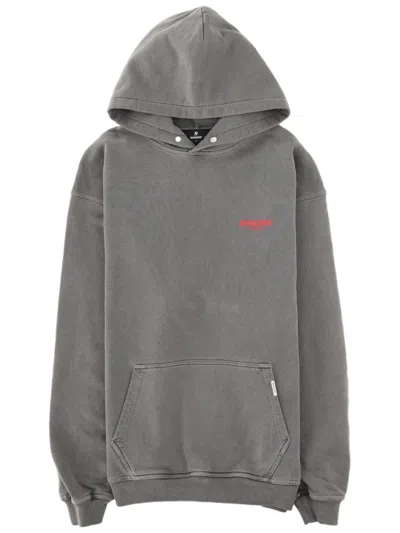 Represent Track Relaxed Fit Washed Grey Cotton Hoodie In Multi