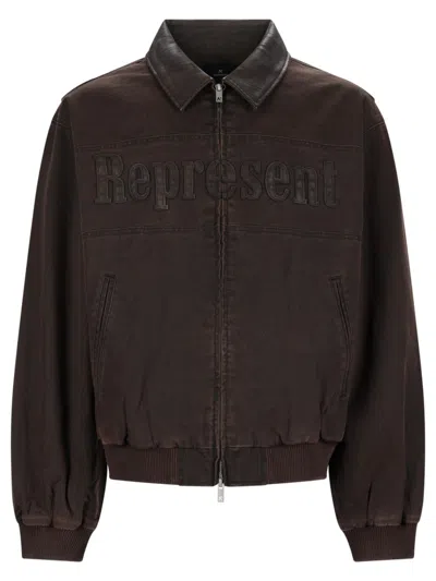REPRESENT TRUCKER BROWN RICH WAVY BOMBER JACKET