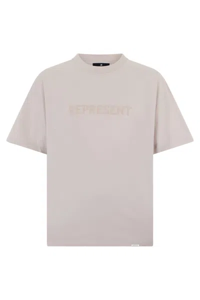 Represent T-shirt With Embroidered Logo In Sand