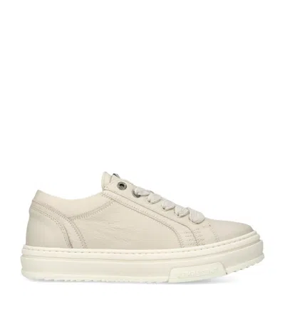 Represent Tumbled Leather Htn Sneakers In Beige