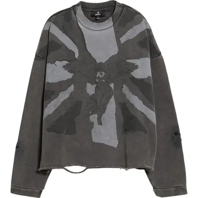 Represent Union Jack Flag Cotton Sweatshirt In Vintage Black