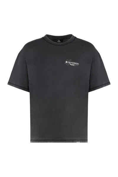 Represent Vintage Effect Logo-embroidered T-shirt In Black