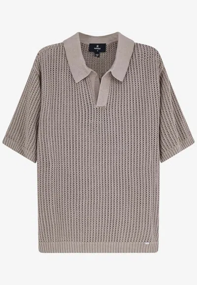 Represent V-neck Knitted Polo T-shirt In Gray