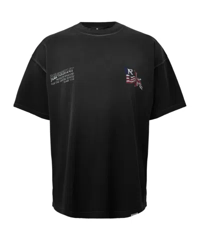 Represent Washed Black Flag Print Crew Neck Short Sleeve Tee