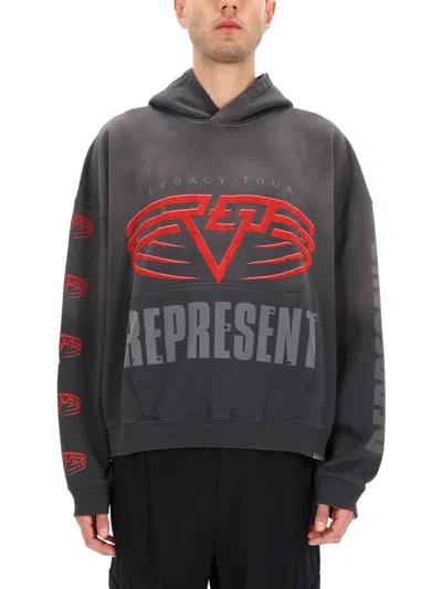 Represent Washed Black Living Legacy Oversized Sweatshirt In Gray