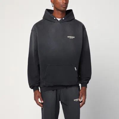REPRESENT WASHED BLACK OVERSIZED HOODED SWEATSHIRT
