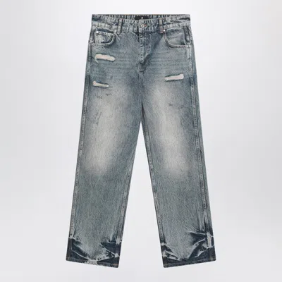 REPRESENT WASHED BLUE JEANS WITH RIPS