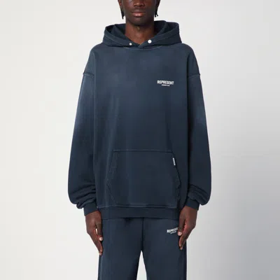 Represent Washed Blue Oversized Hooded Sweatshirt