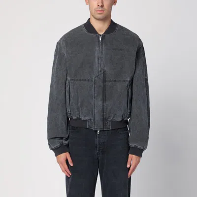 Represent Black Canvas Inset Sleeve Padded Bomber Jacket