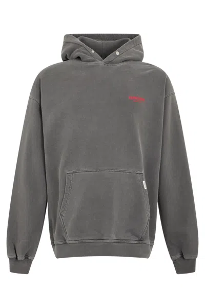Represent Washed Cotton Hoodie In Gray