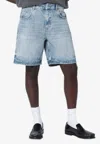 Represent Light Blue Washedeffect Denim Bermuda Shorts In Blue