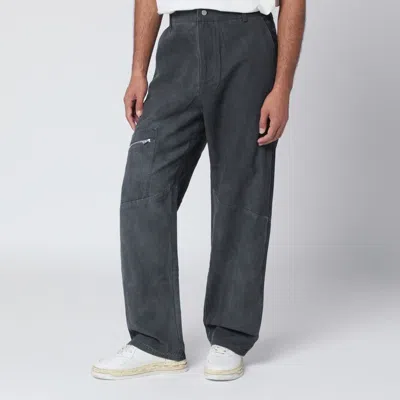 REPRESENT REPRESENT  WASHED-EFFECT BLACK COTTON TROUSERS