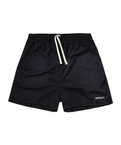Represent Washed Mesh Shorts In Black