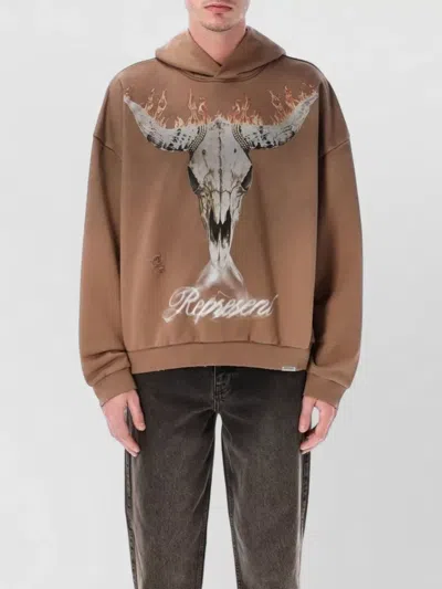 Represent Western Riders Hoodie Graphic Knitwear In Brown