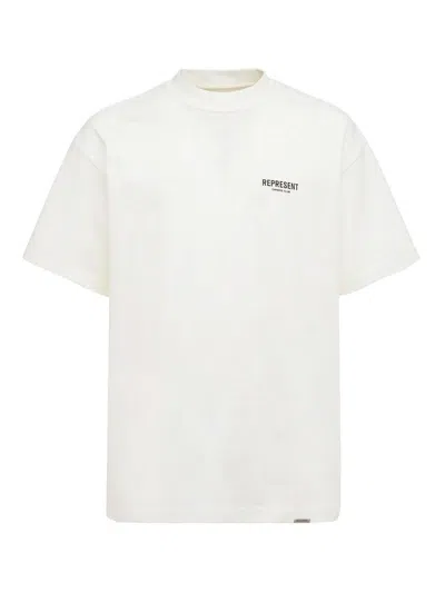 Represent Minimalist Cotton Short-sleeve T-shirt With Small Side Print In White