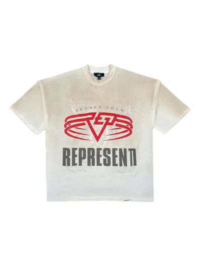 Represent White Crewneck Graphic Print T-shirt In Multi