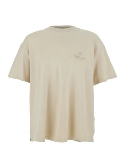 REPRESENT WHITE CREWNECK T-SHIRT WITH LOGO LETTERING ON THE FRONT AND MAXI LOGO PRINT ON THE REAR IN COTTON MA