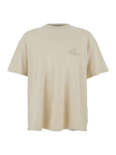 Represent White Crewneck T-shirt With Logo Lettering On The Front And Maxi Logo Print On The Rear In Cotton Ma In Neutral