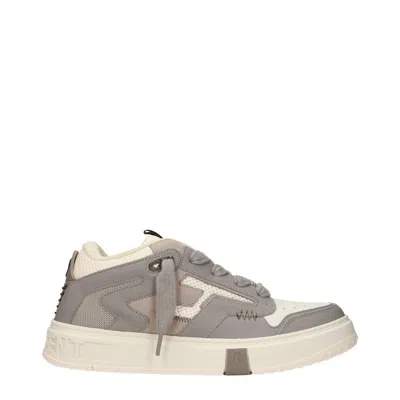 Represent White Leather Chunky Sneakers In Gray