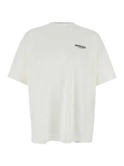 REPRESENT WHITE T-SHIRT WITH LOGO ON THE FRONT AND MAXI LOGO ON THE BACK IN COTTON MAN