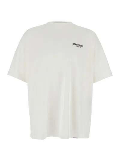 Represent White T-shirt With Logo On The Front And Maxi Logo On The Back In Cotton Man