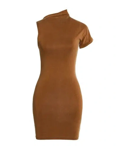 Represent Woman Mini Dress Brown Size Xs Cupro, Elastane In Multi