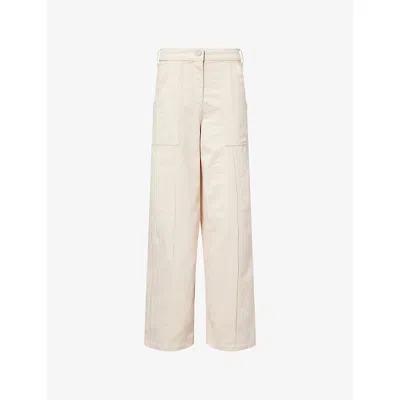 Represent Womens Energy Wide-leg Stretch-denim Blend Trousers Beige