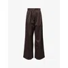 Represent Womens Black Coffee Crimp Wide-leg Woven Trousers