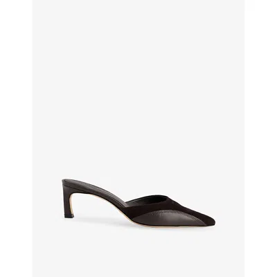 Represent Womens  Pointed-toe Heeled Leather Mules In Black Coffee