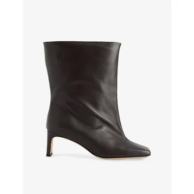 Represent Womens  Square-toe Heeled Leather Ankle Boot In Black Coffee