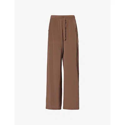 Represent Womens Mirage Wide-leg Silk Jogging Bottoms Coffee Quartz