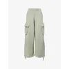 Represent Womens Desert Sage Initial Cargo Straight-leg Cotton Jogging Bottoms