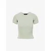 Represent Womens Desert Sage Initial Ribbed Stretch-cotton T-shirt