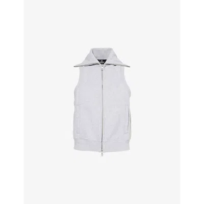 Represent Womens Grey Marl Owners Club Two-welt-pockets Cotton-jersey Gilet