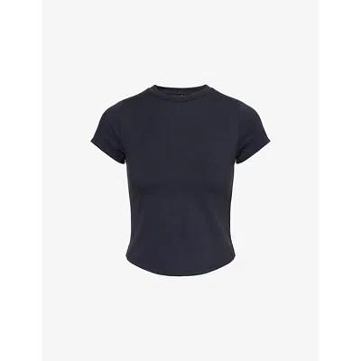 Represent Womens  Owners Club Curved-hem Stretch-woven T-shirt In Jet Black