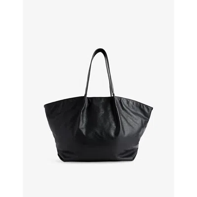Represent Womens Jet Black Pleated Large Leather Tote Bag