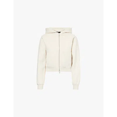 Represent Womens Owners Club Two-welt-pockets Cotton-jersey Hoody Oatmilk