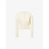 Represent Womens Louie Round-neck Stretch-woven Cardigan Off White