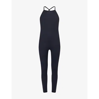 Represent Womens Black Owners Club Embossed-branding Stretch-woven Unitard