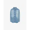 Represent Womens Washed Blue Patch-pockets Faded-wash Denim Overshirt In Washed Blue