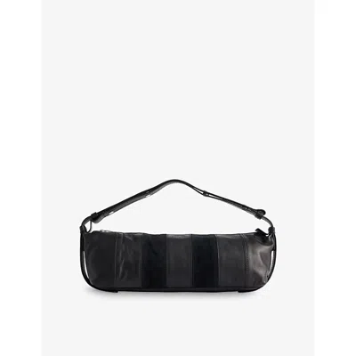 Represent Womens Snap Baguette Leather Shoulder Bag Jet Black