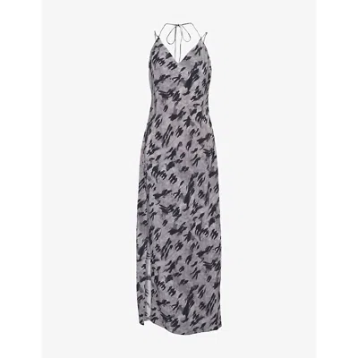 Represent Womens  Street Shadow Abstract-print Silk Midi Dress In Dark Scenic Print