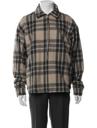 Pre-owned Represent Wool Plaid Print Jacket In Brown