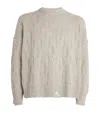 Represent Cable-knit Distressed Crewneck Sweater In Gray