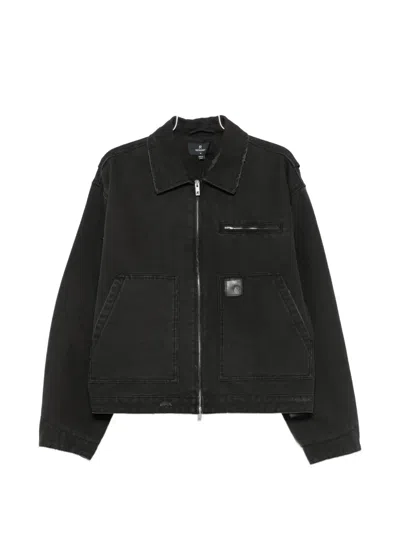 Represent Worker Distressed-effect Denim Jacket In Black