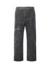 Represent Mens Washed Black Workwear Wide-leg Cotton Trousers Xl In Gray