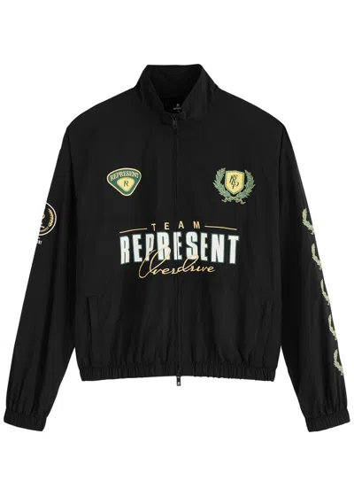 Represent World Championship Embroidered Nylon Track Jacket In Black