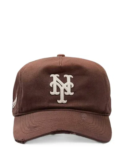 Represent X '47 Mlb New York Mets Logo-embroidered Distressed Cap In Burgundy