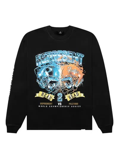 Represent X Feature Graphic-print Long-sleeve T-shirt In Black