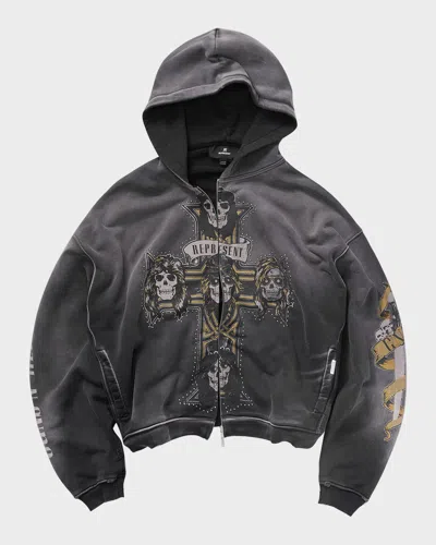 Represent X Guns N' Roses Cross Zip Through Hoodie In Multi